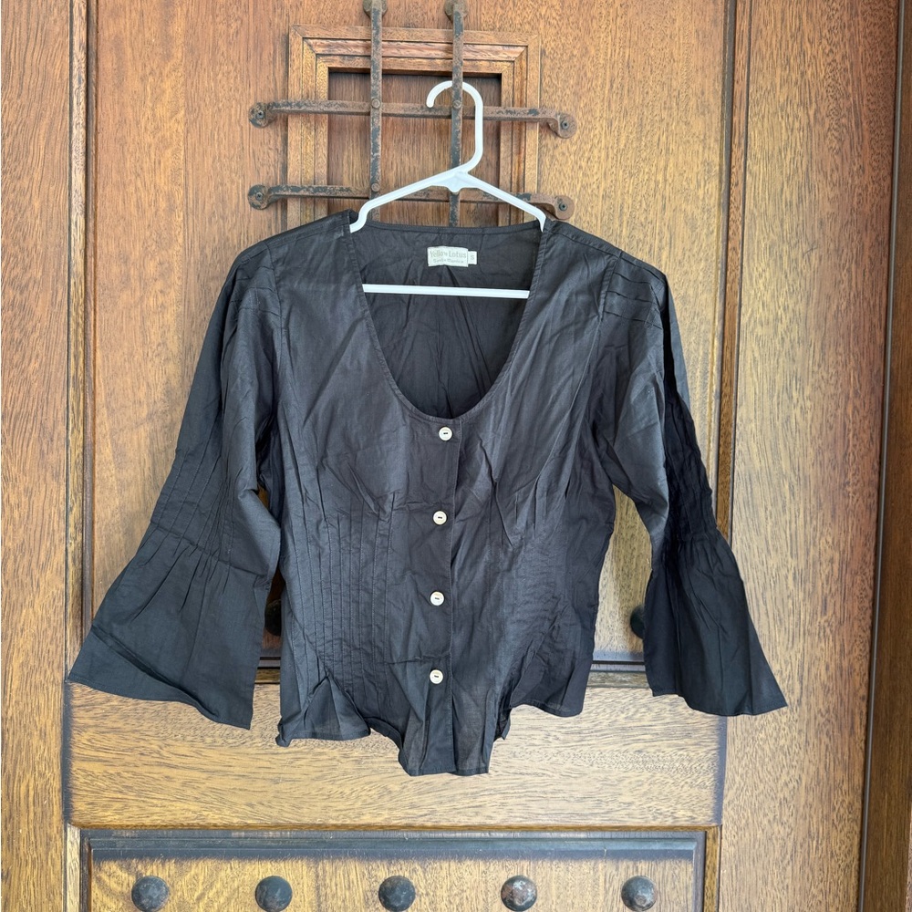 100% cotton Black Button-Up Women's Top size S